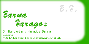 barna haragos business card